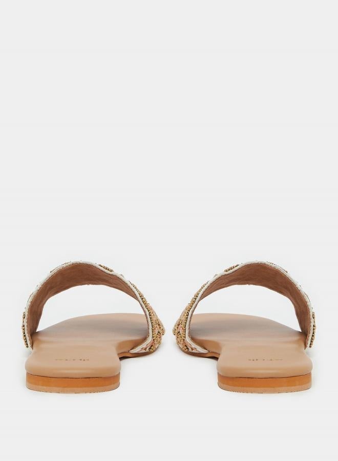 Styli Embellished Flat Slip-On Sandals - Image 4