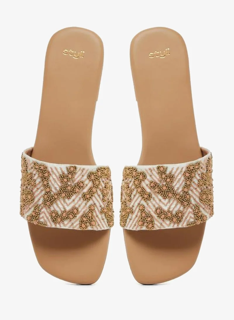 Styli  Embellished Flat Slip-On Sandals for Women | Best Price UAE