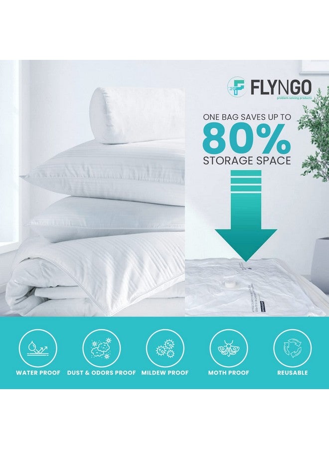 FLYNGO FLYNGO Polypropylene Reusable Ziplock Vacuum Storage Space Saver Bags For Clothes With Travel Hand Pump-Pack Of 5,White  - Image 2