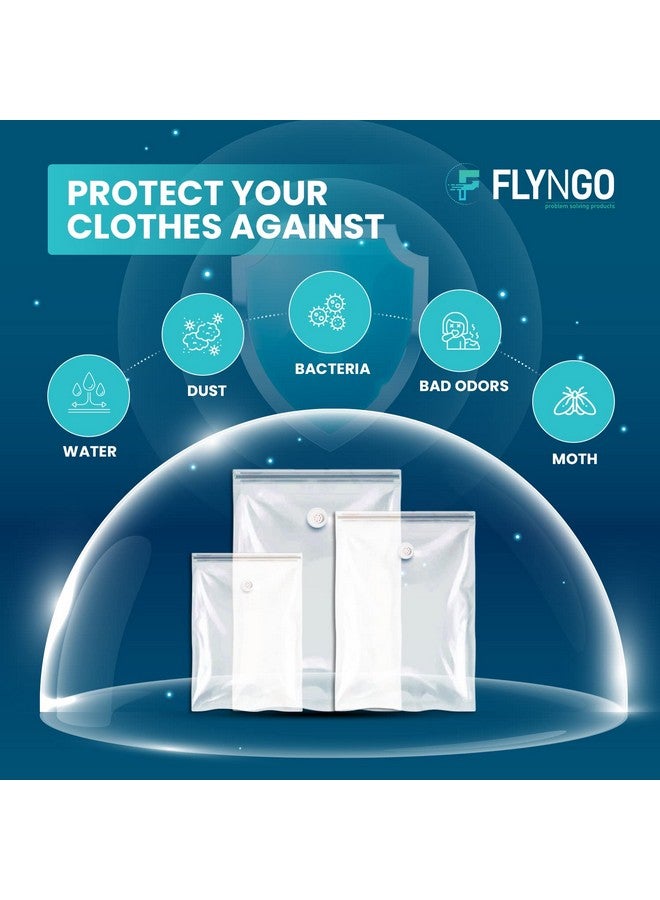 FLYNGO FLYNGO Polypropylene Reusable Ziplock Vacuum Storage Space Saver Bags For Clothes With Travel Hand Pump-Pack Of 5,White  - Image 5