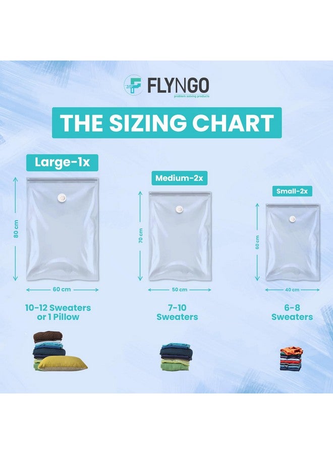 FLYNGO FLYNGO Polypropylene Reusable Ziplock Vacuum Storage Space Saver Bags For Clothes With Travel Hand Pump-Pack Of 5,White  - Image 3
