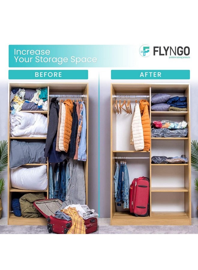 FLYNGO FLYNGO Polypropylene Reusable Ziplock Vacuum Storage Space Saver Bags For Clothes With Travel Hand Pump-Pack Of 5,White  - Image 4