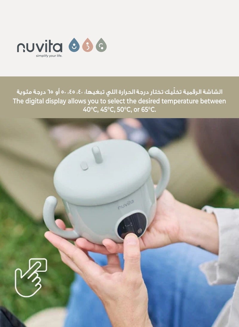 نوفيتا سخان طعام الأطفال القابل لإعادة الشحن Pappa'n'Go | محمول ومقاوم للماء | 4 إعدادات حرارة | يحافظ على الطعام دافئًا لمدة 5 ساعات | حوض داخلي من الفولاذ المقاوم للصدأ | قاعدة غير قابلة للانزلاق | سعة 470 مل - Image 3