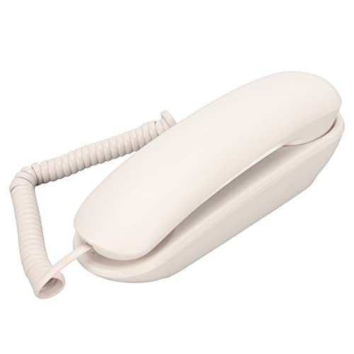 GUPE Landline Corded Telephone, Clear Sound Sensitive Wall Telephone Plug and Play Redial Big Buttons for Hotel for Office (White) - Image 1