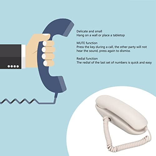 GUPE Landline Corded Telephone, Clear Sound Sensitive Wall Telephone Plug and Play Redial Big Buttons for Hotel for Office (White) - Image 3