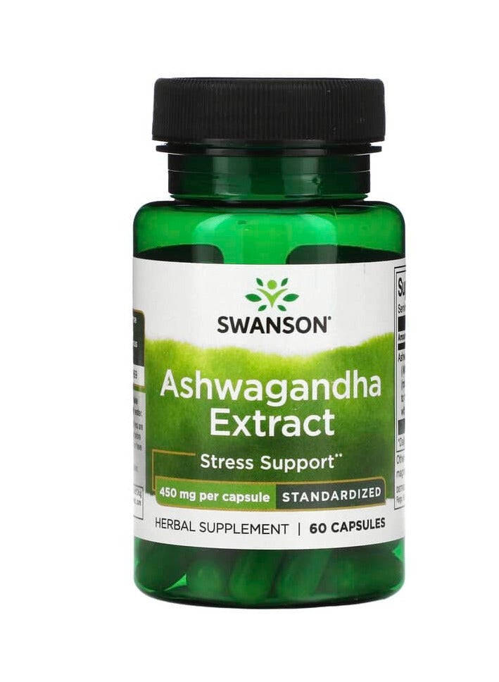 SWANSON Ashwagandha Extract, Standardized, 450 mg, 60 Capsules - Image 1