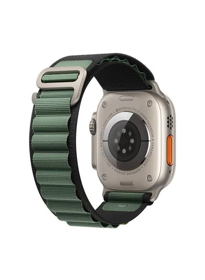 vesus apple Watch Alpine Loop Band 49mm/45mm/44mm Nylon woven Sport strap compatible with iwatch series 8/ultra/7/SE/6/5/4/3/2/1 Green/Black - Image 1