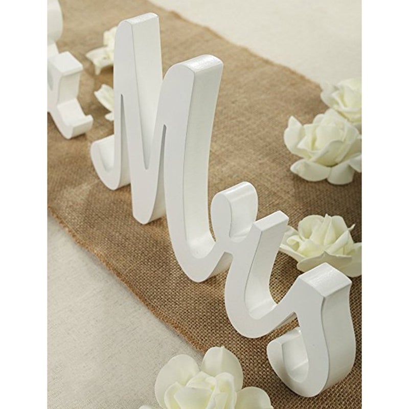 Adeeing Mr and Mrs Signs Wedding Sweetheart Table Decorations, Wooden Freestanding Letters for Photo Props, Rustic Anniversary Wedding Shower Gift (White) - Image 5
