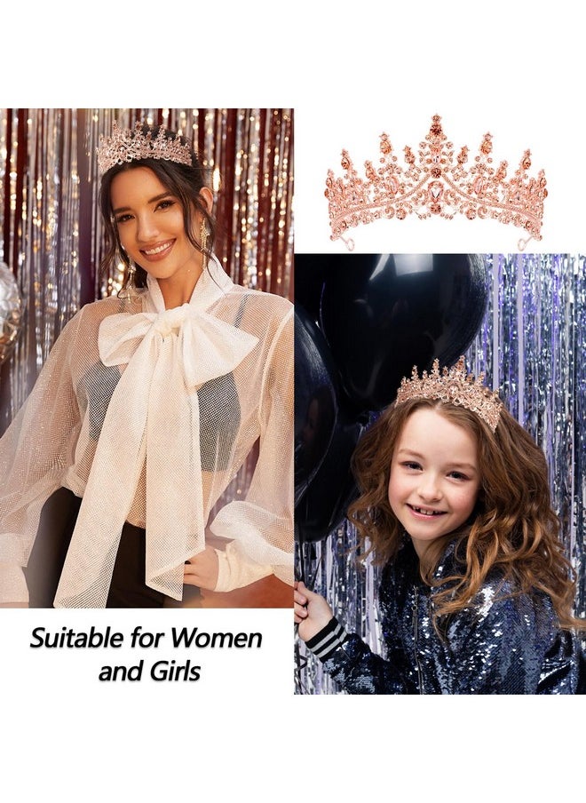 Velscrun VELSCRUN Birthday Tiara Crowns for Women Girls Rose Gold Crystal Birthday Girl Headband Sash Elegant Princess Crown Happy Birthday Party Decorations Women Sisters Birthday Gift Hair Accessories  - Image 4