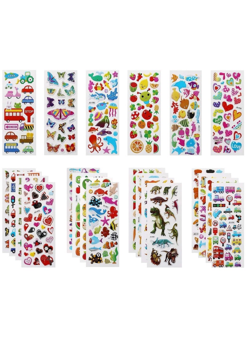 Mumoo Bear 3D Stickers for Kids Puffy Stickers 550+ Children Stickers 22 Variety Sheets for Rewarding Gifts, Scrapbooking Including Animals, Fish, Dinosaurs, Numbers, Fruits, Trucks, Butterfly and More  - Image 1
