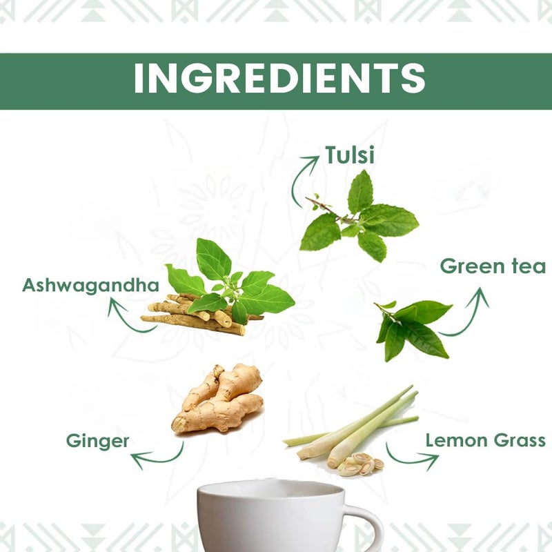 Kudos Ayurveda Tulsi Gold Green Tea Lemon & Ginger (25 Bags) - Pack of 2 - Image 4