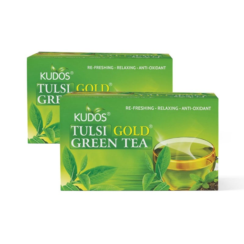 Kudos Ayurveda Tulsi Gold Green Tea Lemon & Ginger (25 Bags) - Pack of 2 - Image 1