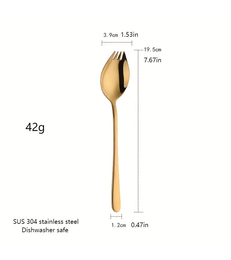 5 Pieces 304 Stainless Steel Toothed Spoon Set Colorful Interesting Spoons With Fork Kitchen Utensil Dishwasher Safe - Image 3