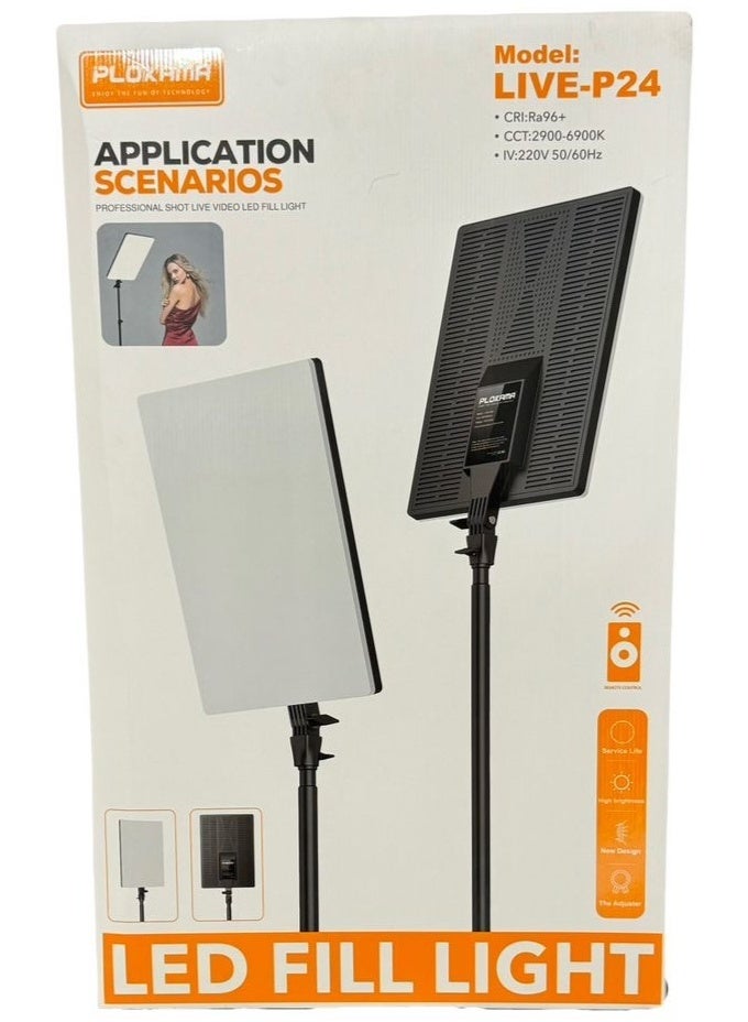 التخطيط ضوء ملء LED PLOKAMA P24 – ضوء حلقي LED قابل للتعتيم مع حامل ثلاثي القوائم وحامل هاتف، ضوء فيديو يعمل بالطاقة USB لبث مباشر، TikTok، YouTube، مكياج، Zoom، وتصوير فوتوغرافي - Image 2