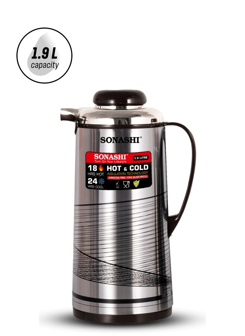 SONASHI 1.9L Vacuum Flask for Hot & Cold Beverages | Portable Thermos for Keeping Hot/Cold 18 & 24 Hours Retention | Easy to Clean | Ideal for Outings | Thermos/Vacuum Flask SVF-1900  - Image 1