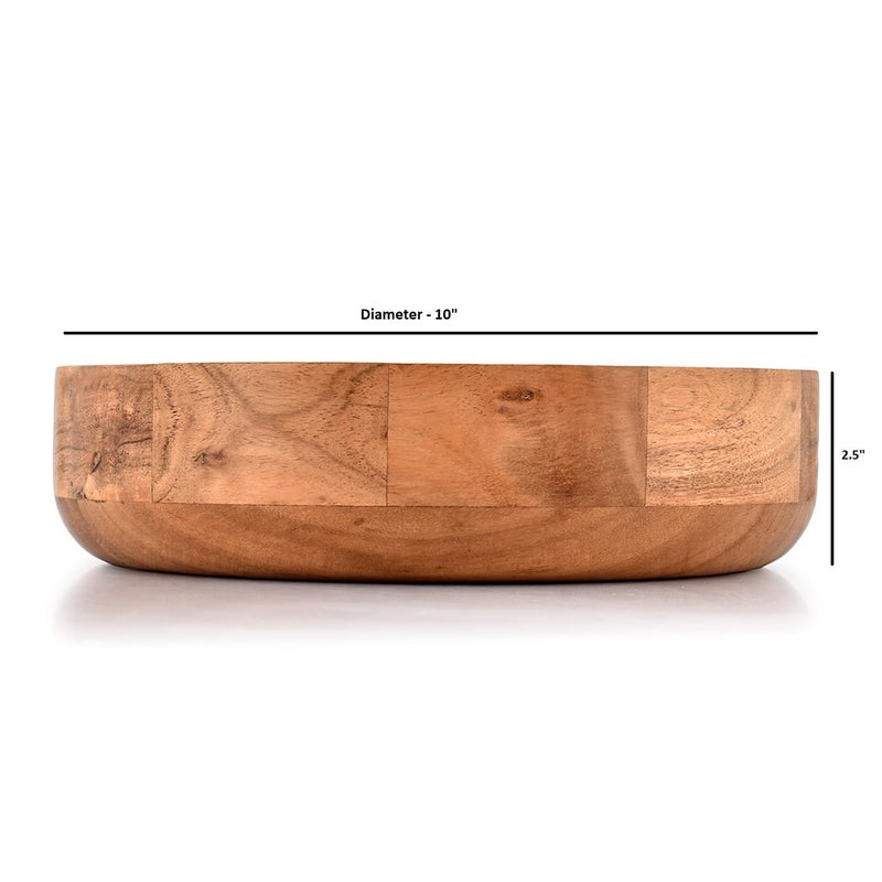 Kaizen Casa Wooden Round Shaped Serving Bowl For Fruit Dessert Platter Tray Dish Kitchen Dining Fruit Dessert Snack - Image 5