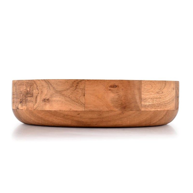 Kaizen Casa Wooden Round Shaped Serving Bowl For Fruit Dessert Platter Tray Dish Kitchen Dining Fruit Dessert Snack - Image 2