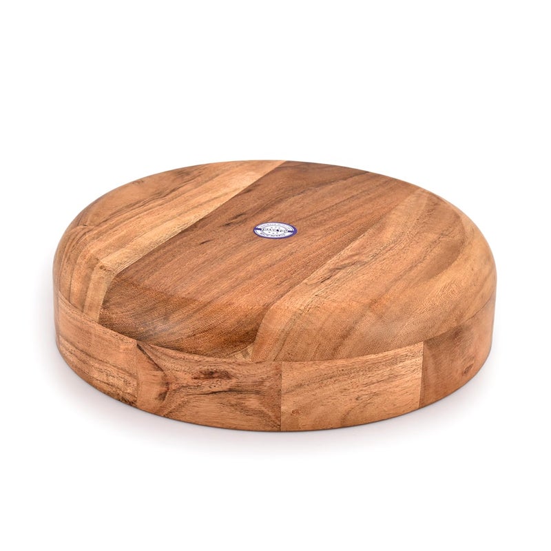 Kaizen Casa Wooden Round Shaped Serving Bowl For Fruit Dessert Platter Tray Dish Kitchen Dining Fruit Dessert Snack - Image 4