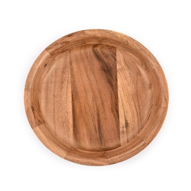 Kaizen Casa Wooden Round Shaped Serving Bowl For Fruit Dessert Platter Tray Dish Kitchen Dining Fruit Dessert Snack - Image 3