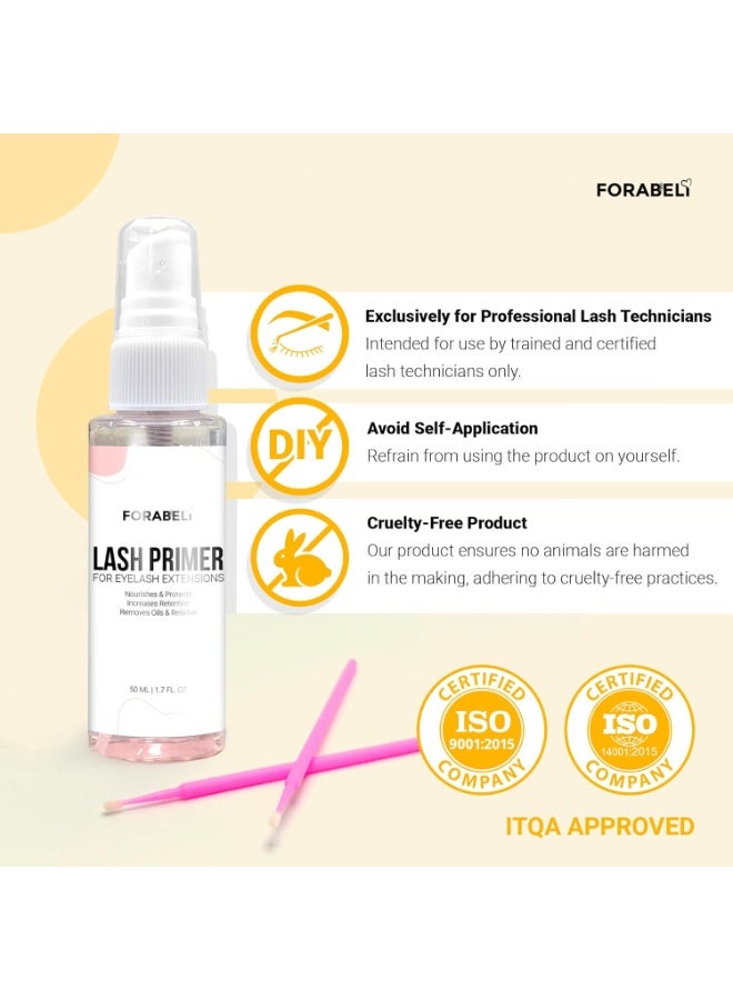 Forabeli Forabeli Lash Primer for Lash Extensions Spray 50ml - Pro-Grade, Faster Prep for Superior Eyelash Retention  - Image 3