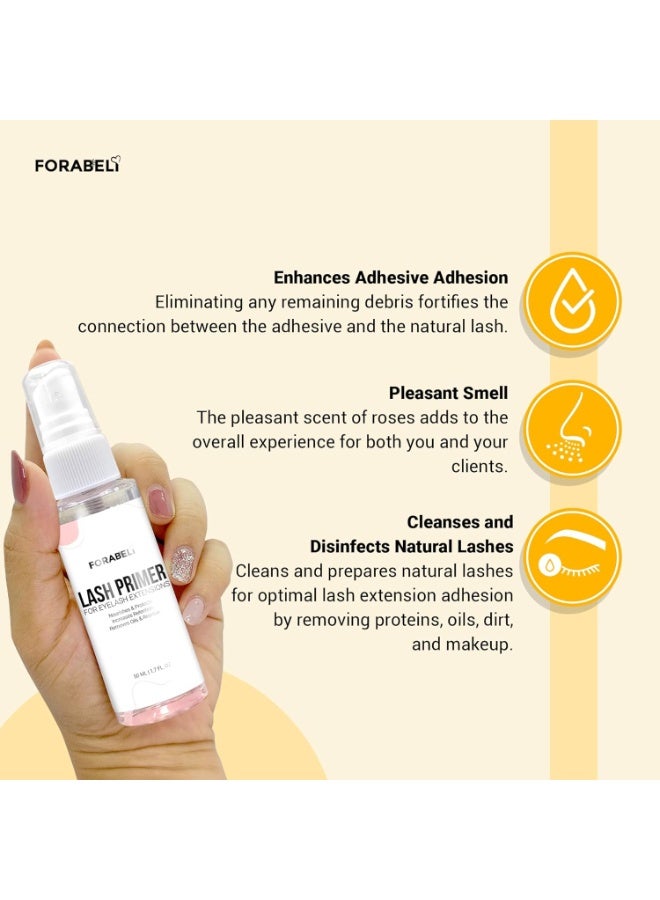 Forabeli Forabeli Lash Primer for Lash Extensions Spray 50ml - Pro-Grade, Faster Prep for Superior Eyelash Retention  - Image 4