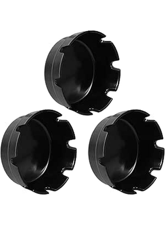 Retro Black Ashtray Set 4 Inch Diameter 3 Pack Indoor Outdoor Travel - Image 1