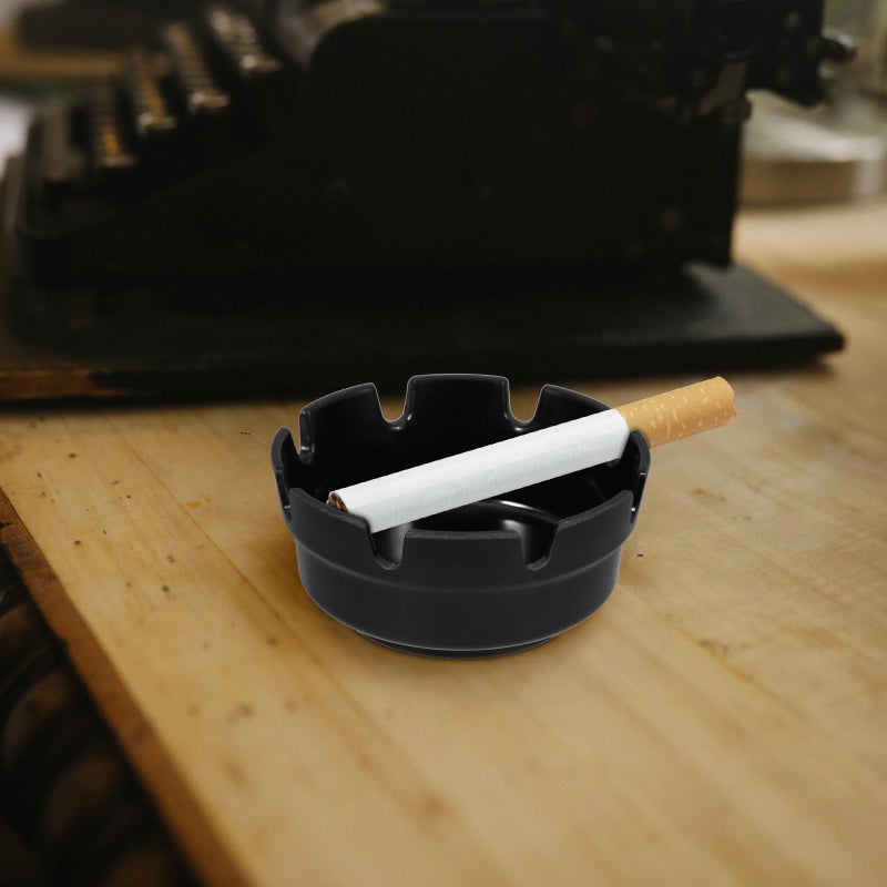 Retro Black Ashtray Set 4 Inch Diameter 3 Pack Indoor Outdoor Travel - Image 5