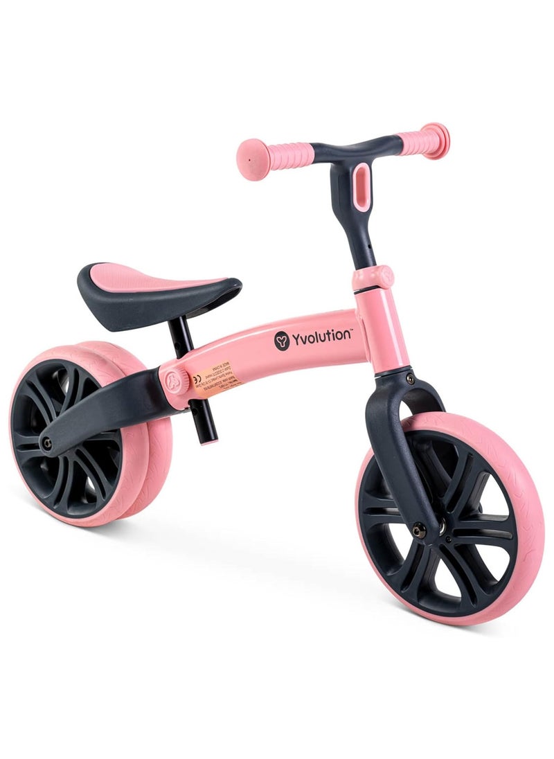 Yvolution Junior Balance Bike, Pink, Multi-Adjustable Handlebar and Seat  - Image 1