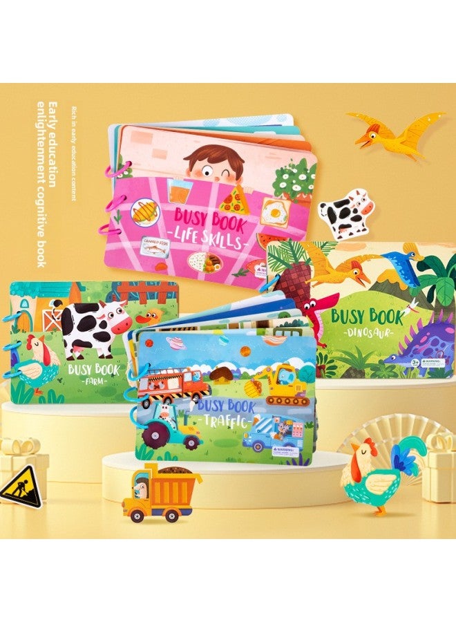 Children's Early Education Enlightenment Animal Quiet Busybook Paste Book Educational Toys Repeated Stickers Busy Book-Color:【Color Boxed C Model】 Transportation Model - Image 3