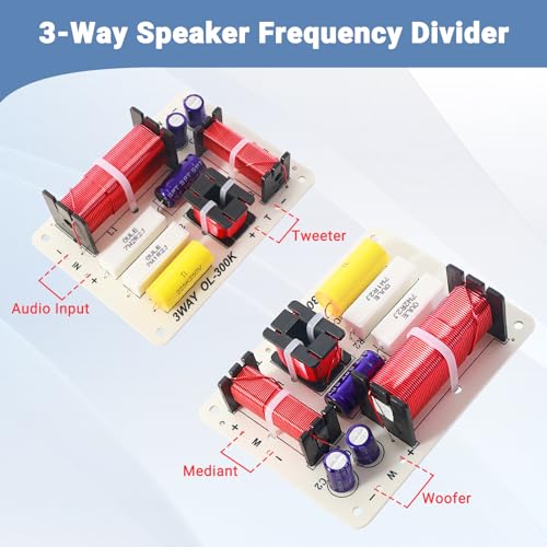 AICARS 2 Pcs 3-Way HiFi Speaker Frequency Divider, 180W Audio Crossover Filter for Professional or Home Use - Image 3