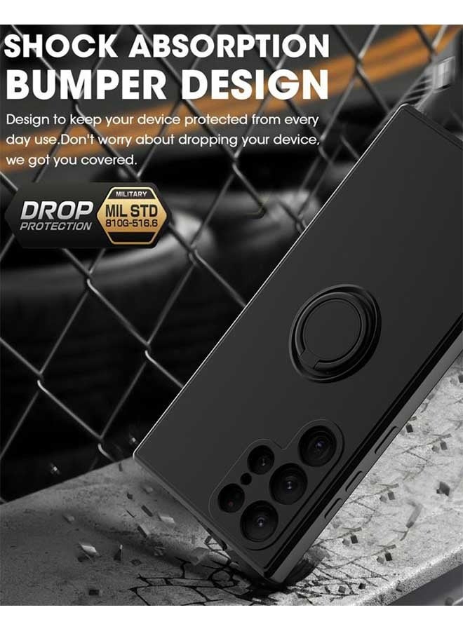 Samsung Galaxy S23 Ultra 5G Case (Black), Soft TPU Material Anti Drop, Waterproof And Sweat Resistant, Supports Car Magnets, With A 360 Degree Rotating Bracket Samsung Galaxy S23 Ultra Phone Case