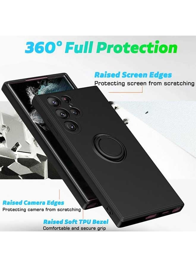 Samsung Galaxy S23 Ultra 5G Case (Black), Soft TPU Material Anti Drop, Waterproof And Sweat Resistant, Supports Car Magnets, With A 360 Degree Rotating Bracket Samsung Galaxy S23 Ultra Phone Case