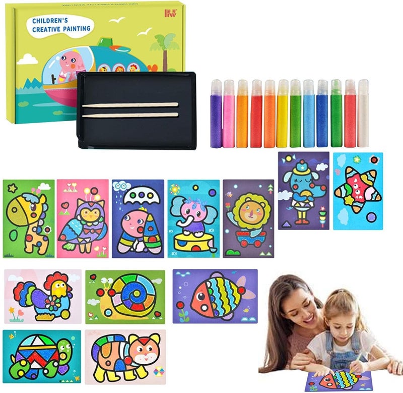 TINY TOYS CO DIY Art & Craft Kits for Boys/Girls 4-8years Old Mess Free No Glue,No Scissors Art Kits, Fun Activity Drawing for Child (SANDART KIT) - Image 5