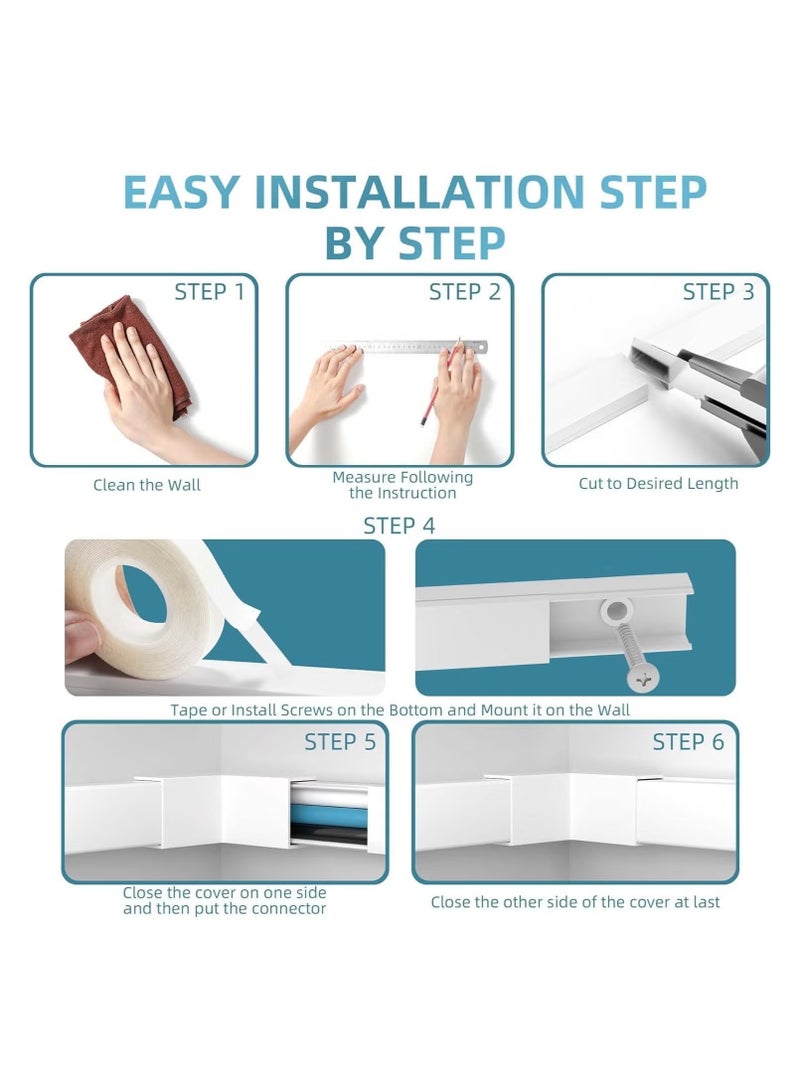 Ailily Cord Cover Raceway Kit White, 4m Cable Cover Channel, Paintable Cord Concealer System Cable Hider, Cord Wires, Hiding Wall Mount TV Powers Cords in Home Office - Image 5