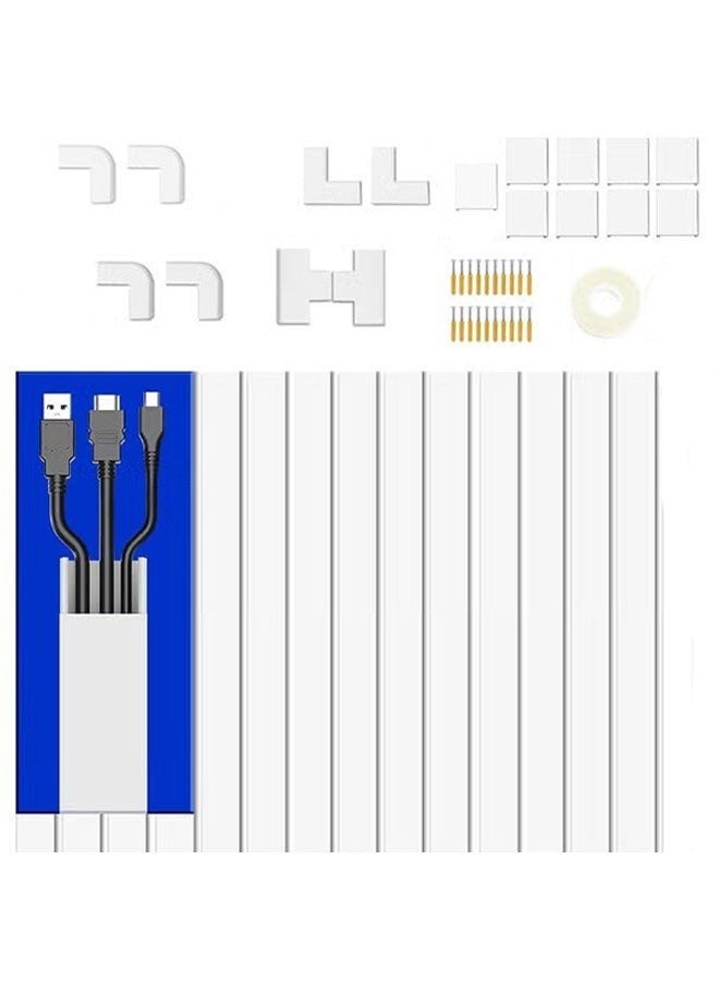 Ailily Cord Cover Raceway Kit White, 4m Cable Cover Channel, Paintable Cord Concealer System Cable Hider, Cord Wires, Hiding Wall Mount TV Powers Cords in Home Office - Image 1