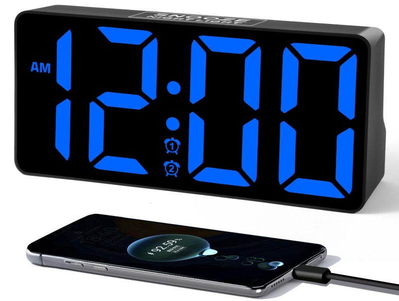 PPLEE Alarm Clock for Bedroom with Night Light Bold Digits7 in Digital Clock with Dual Alarms USB Charger PortsBattery BackupAdjustable BrightnessVolumeDST Loud Desk Clock for Heavy Sleeper - Image 2