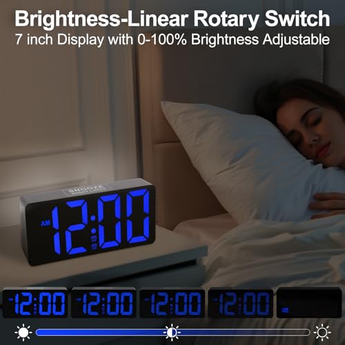 PPLEE Alarm Clock for Bedroom with Night Light Bold Digits7 in Digital Clock with Dual Alarms USB Charger PortsBattery BackupAdjustable BrightnessVolumeDST Loud Desk Clock for Heavy Sleeper - Image 3