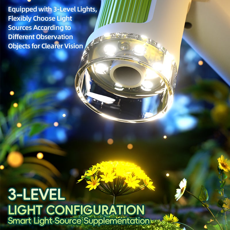 Kids Microscope: 12.5*17*26CM Gray, 1600X HD Magnification - Portable Lightweight With Lanyard, Adjustable LED Lighting, Rechargeable Battery, Complete Accessory Set For Kids Science Exploration & Edu - Image 3