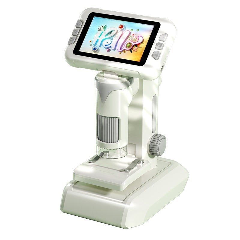 Kids Microscope: 12.5*17*26CM Gray, 1600X HD Magnification - Portable Lightweight With Lanyard, Adjustable LED Lighting, Rechargeable Battery, Complete Accessory Set For Kids Science Exploration & Edu - Image 1
