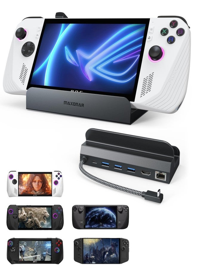 Maxonar 6 in 1 Loot Docking Station (Hyper-Grip, HDMI 2.1, 4K@120Hz) for ASUS ROG Ally X/Steam Deck OLED/Legion Go/MSI Claw with HDMI 2.1, 3*USB-A 3.0, 1000Mbps Ethernet, 100W USB-C Charge - Image 1