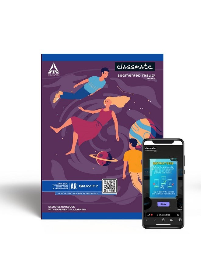 classmate Classmate Augmented Reality Notebooks - 140 Pages | Pack of 3 Long Size Unruled Notebooks for School Students | Immersive AR Learning Experience | 29.7cm x 21.0cm | Unruled AR Notebook  - Image 1