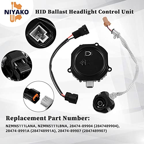 Niyako Xenon HID Ballast Headlight Control Unit with Ignitor Replacement# 28474-89904 28474-89907 28474-8991A NZMNS111LANA NZMNS111LBNA Fit 2003-2014 Altima - Image 4