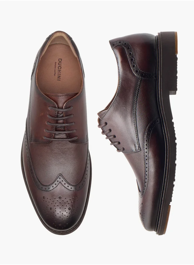 DUCHINI Men's Textured Lace-Up Derby Shoes