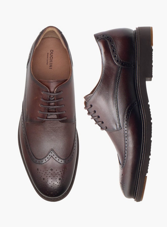 DUCHINI Men's Textured Lace-Up Derby Shoes  - Image 1