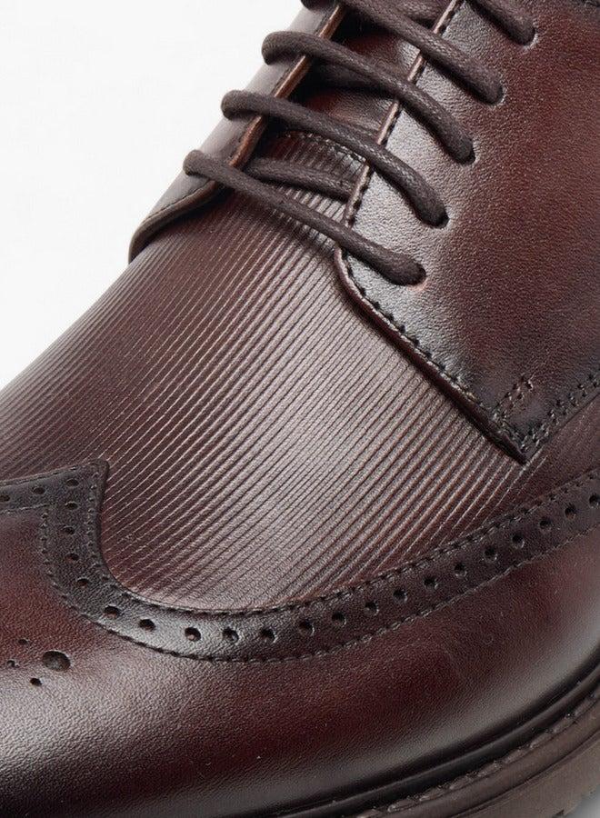 DUCHINI Men's Textured Lace-Up Derby Shoes - Image 4