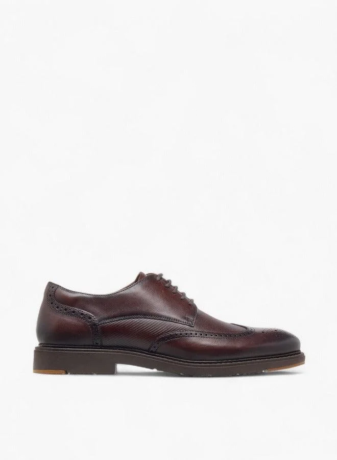DUCHINI Men's Textured Lace-Up Derby Shoes