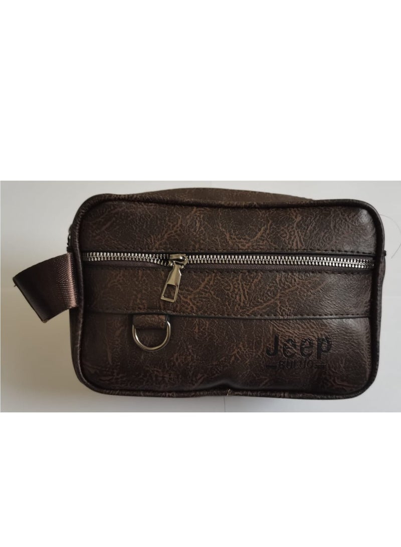 Jeep Buluo Men’s Premium Leather Hand Bag from Jeep with Multiple Pockets and Durable Zippers – Practical and Sturdy Design for Daily Use, Work, and Travel - Image 2