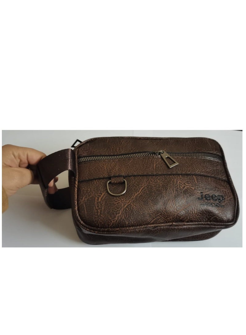 Jeep Buluo Men’s Premium Leather Hand Bag from Jeep with Multiple Pockets and Durable Zippers – Practical and Sturdy Design for Daily Use, Work, and Travel - Image 4