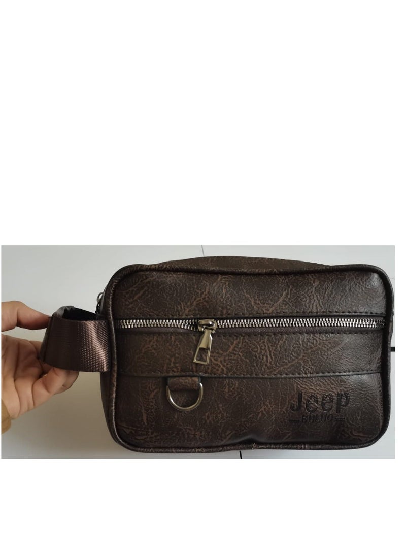 Jeep Buluo Men’s Premium Leather Hand Bag from Jeep with Multiple Pockets and Durable Zippers – Practical and Sturdy Design for Daily Use, Work, and Travel - Image 3