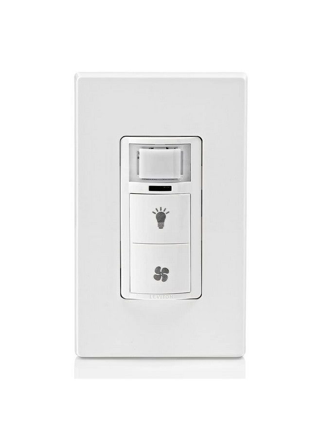 ليفيتون مستشعر رطوبة مزدوج من Leviton DHD05-1LW مع مفتاح إضاءة منفصل، مروحة شفط حمام آلية، تدوير الهواء، التحكم في الرطوبة، عمود واحد/عمود واحد، ¼ حصان، أبيض - Image 2